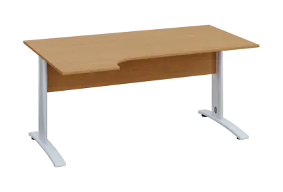 ERK 18 - 164 stůl kancelářský, rohový, levý, kovová podnož bílá, deska 18 mm, široký 1600 mm, buk Royal